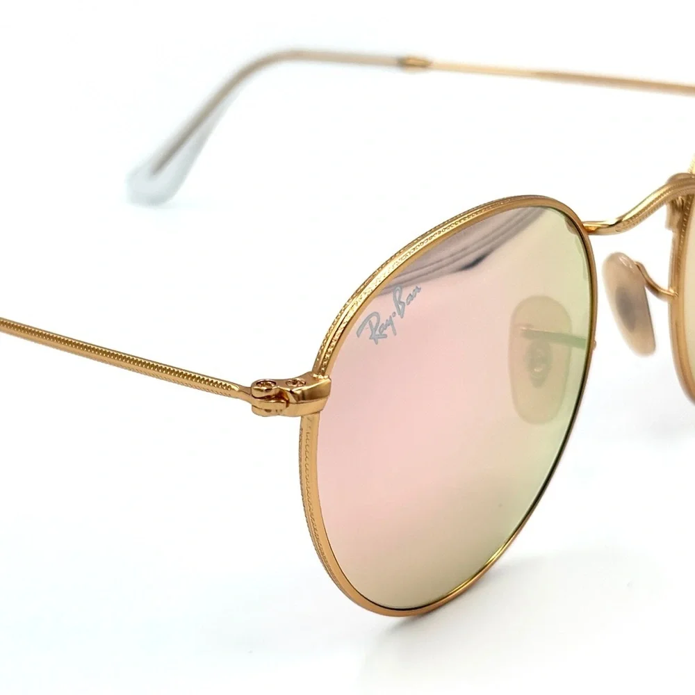Ray-Ban Circle Pink Mirror Sunglasses RB3447 Gold Round Frame 001/Z2 50-21-145 - Picture 8 of 13
